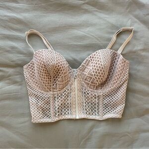 Victoria's Secret Mesh Lace Bra/Bustier in Beige